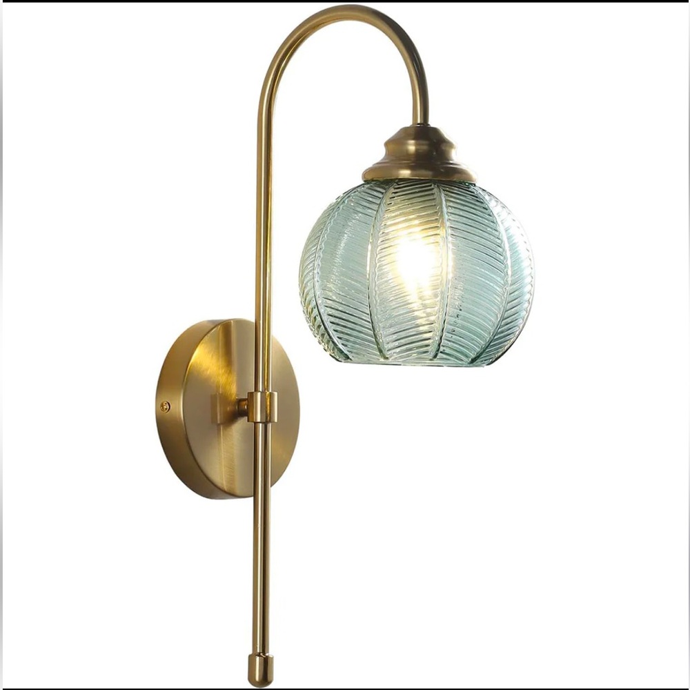 Modern Gold Sconce Light Wall Glass Globe Green